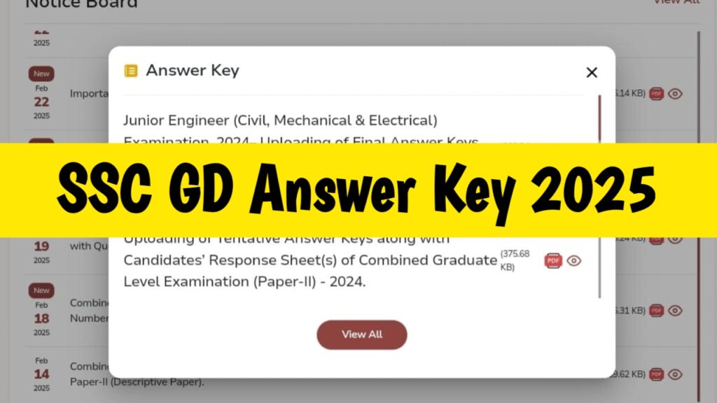 SSC GD Answer Key 2025, Response Sheet Releasing Soon at ssc.gov.in